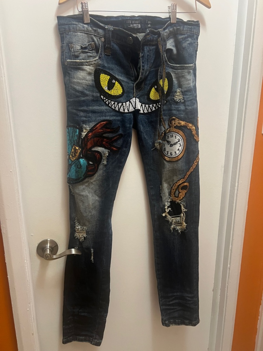 Men's Cote de Nuits "Ojos de Gato" (Cat Eyes) Jeans with Embroidered Graphics